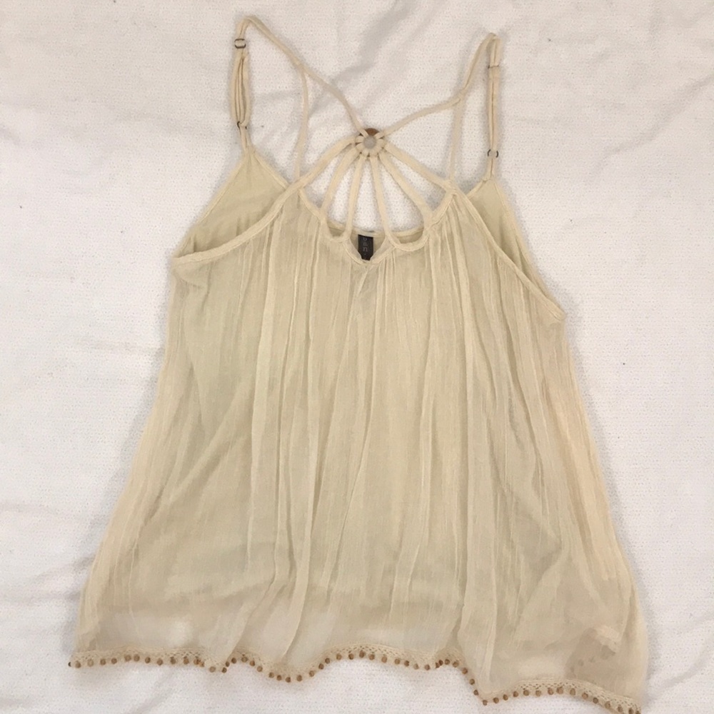 BanJara Size S Off-White Gauze Strappy Swing Top